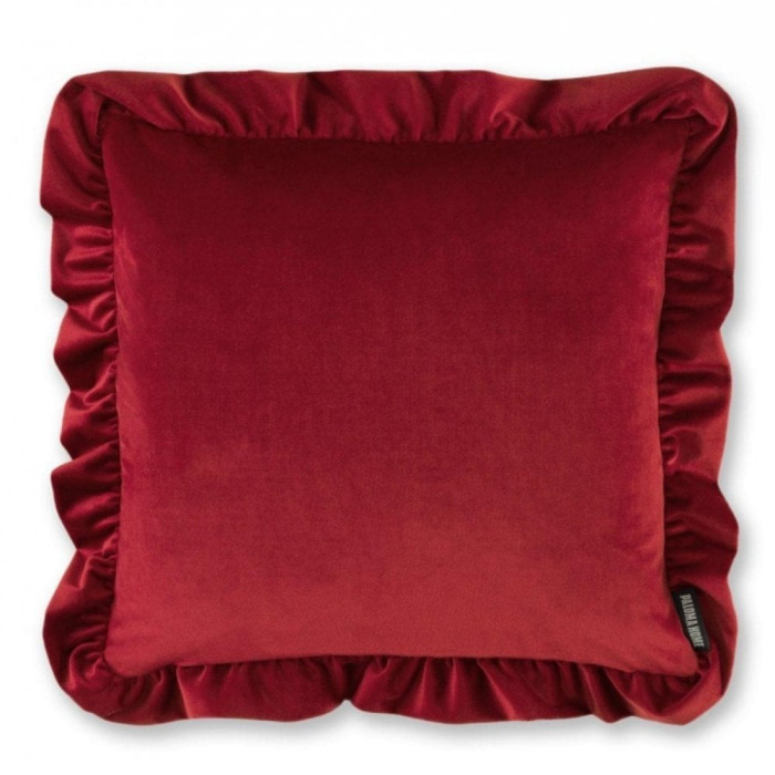 Red Ruffle Cushion Paloma Faith Velvet 