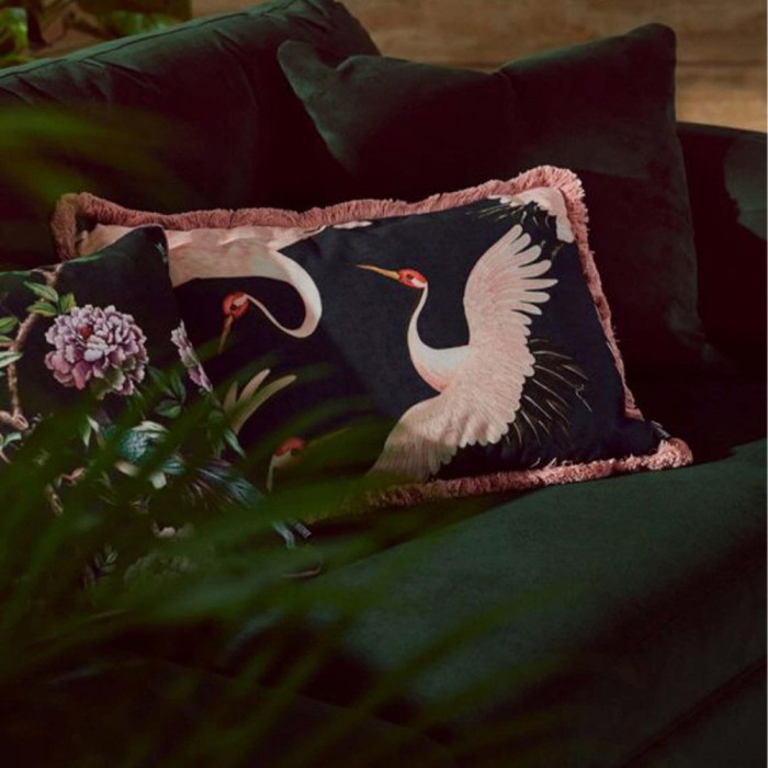 Paloma Faith Oriental Birds Cushions Pink Frill 