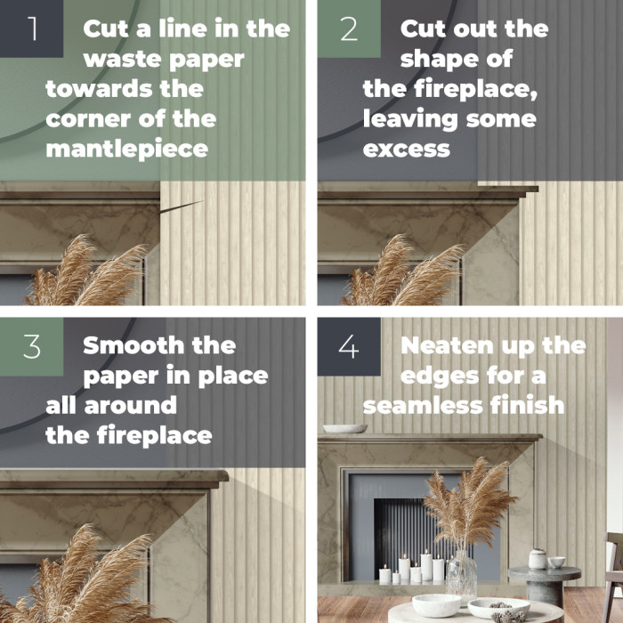 Infographic on how to wallpaper around fireplaces