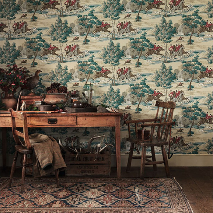 Old English Traditional Horse Hunting Tally Ho Wallpaper